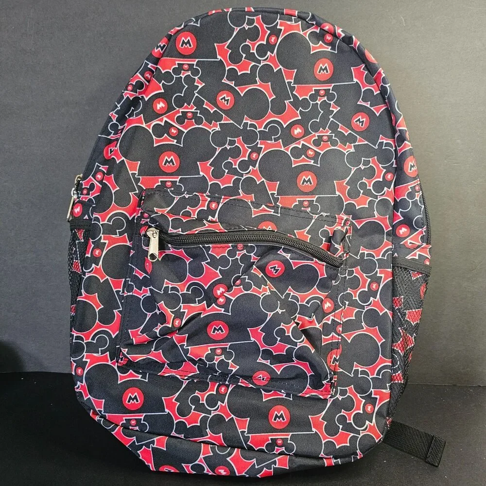 NWT Disney Parks Mickey Ears Bookbag Backpack Red Black 16
